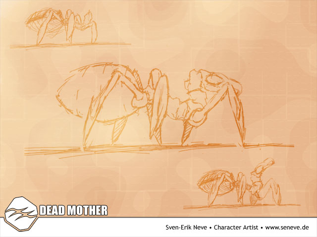 Scribbles for the final design of the Dead Mother
